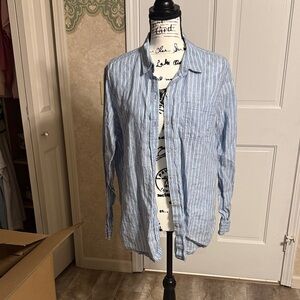Southern Tide Light Blue Striped Women's Button Down Shirt
